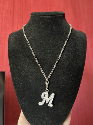 Silver necklace with monogram "M" like new