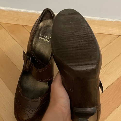 Stuart Weitzman leather shoes size 37.5 like new, brown