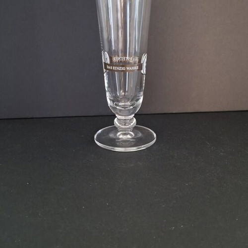 Warsteiner pilsner beer glass with foot and gold rim, like new