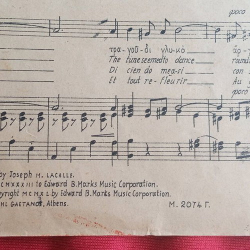 Piano sheet music used, Amapola from the movie First Love