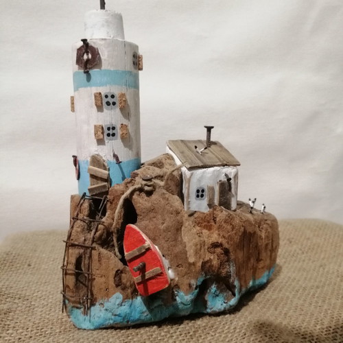 Shabby chic lighthouse decoration with house new