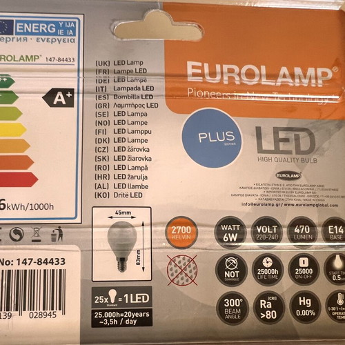 Eurolamp LED 6W E14 warm white 2700K, pack of 2