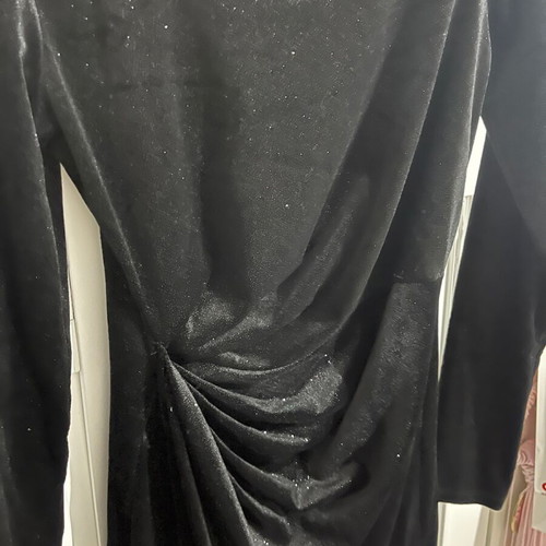 Velvet black midi dress like new with glitter and side slit