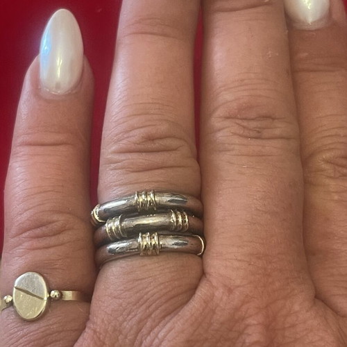 Silver-gold ring 925 585 used, size 54