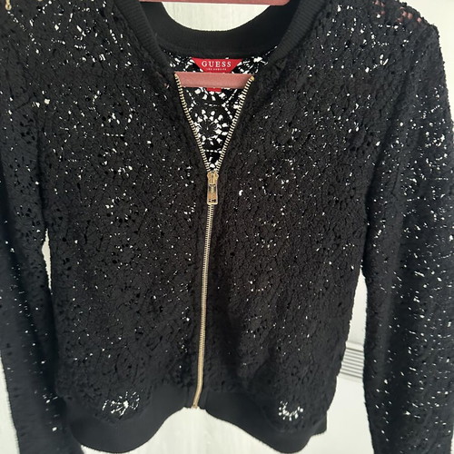 Guess jacket with embroidery details like new, black, size S