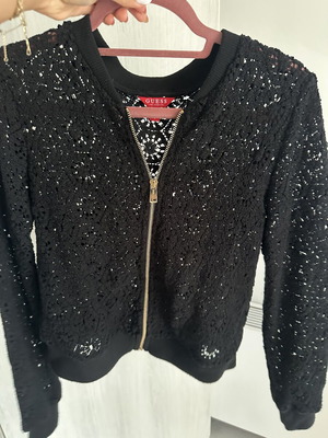 Guess jacket with embroidery details like new, black, size S