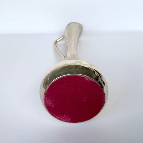 Silver-plated small vase with handle used, minimal design