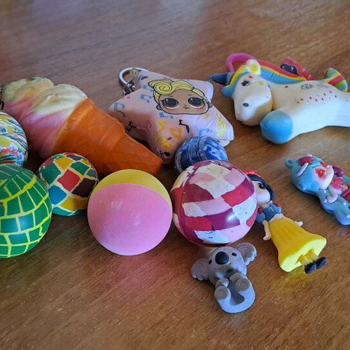 Toys used, pack with small assorted and bouncy balls