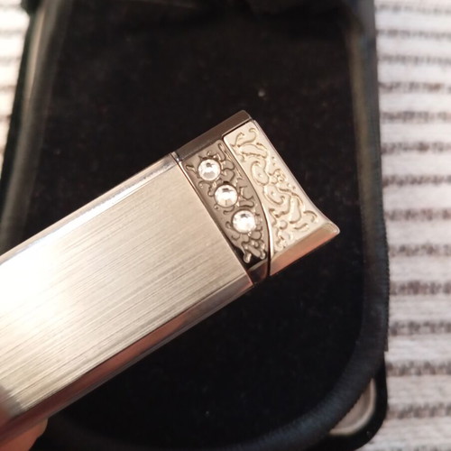 Αναπτήρας Sarome αερίου silver matt strass decor καινούργιος αμεταχείριστος