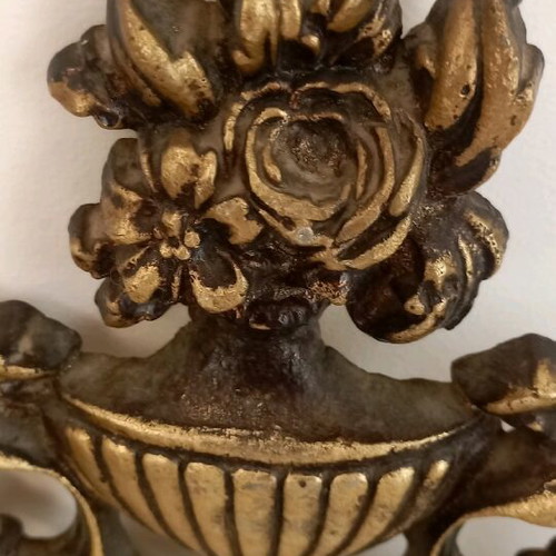 Oval bronze mirror used, antique style with gold paint