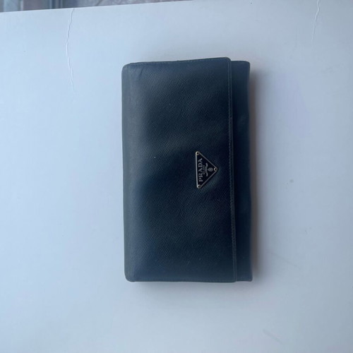 Prada wallet used black, men's model