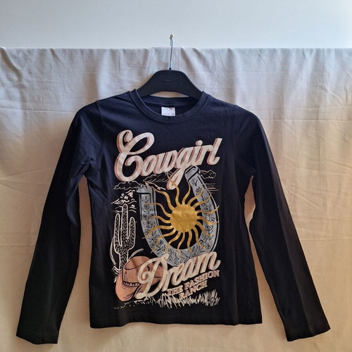 Zara Kids Cowgirl Dream Black Long Sleeve Graphic Top, 11-12 years