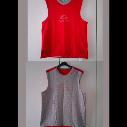 Double Face Sleeveless Shirt Caan like new, gray and red