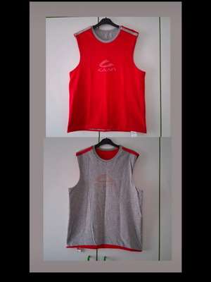 Double Face Sleeveless Shirt Caan like new, gray and red