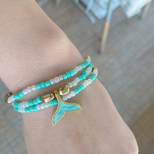 Handmade turquoise necklace-bracelet with mermaid tail Sirena Ariel new