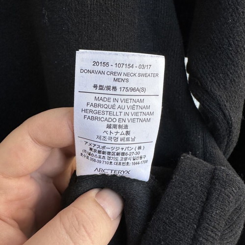 Arc'teryx Wool Blend Donavan Crew Neck Sweater like new, black, size S