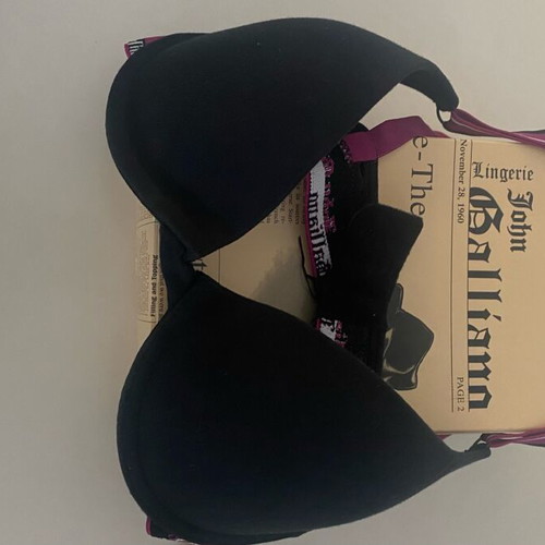 John Galliano black women's underwear set new with push up bra 75C and thong M