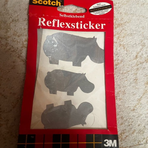 Reflective Stickers for Clothes, Pack of 3 Hippos, New