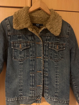 Gap Jean μπουφάν σαν καινούργιο με vintage style γούνα unisex, μπλε, μέγεθος S
