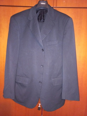 Butsiani men's suit used, black pinstripe, jacket No54, trousers No46