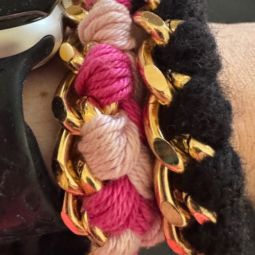 Handmade bracelets new in black and pink colors