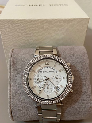 Michael Kors MK5353 Silver Watch with Zirconia Chronograph and Date
