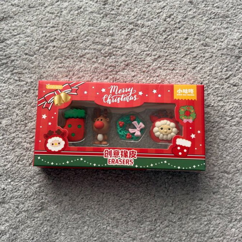 Christmas erasers new in box