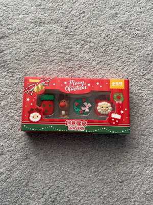 Christmas erasers new in box