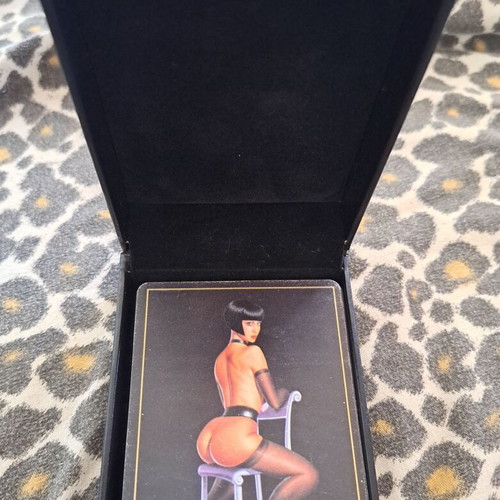 Playboy collectible playing cards with leather case like new