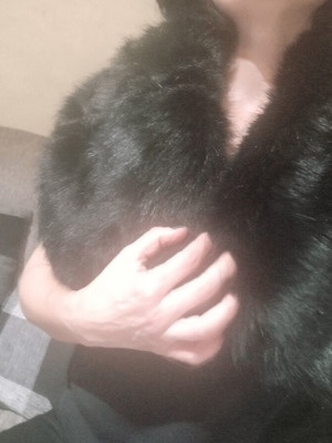 Fur scarf black used, synthetic fur