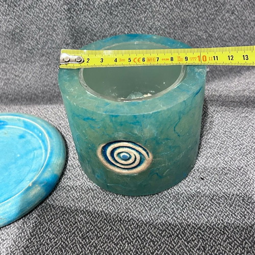 Wax candle holder like new with glass jar and ceramic base