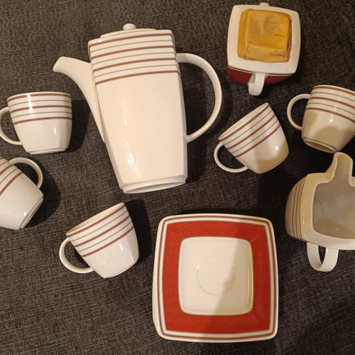 Ionia porcelain tea set new, 5 cups with saucers