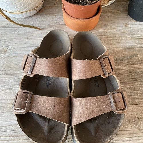 Birkenstock sandals used, brown, size 38