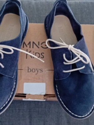 Mango kids blue suede boots size 31 new