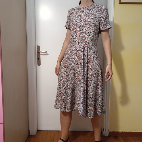 Vintage pink floral midi dress H&M like new