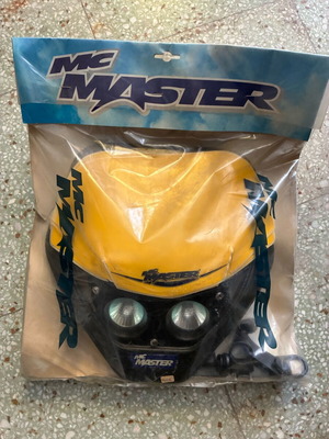 Motorbike carbon headlight mask with lights new