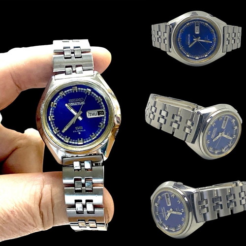 Seiko 5 Actus used men's watch with blue and white dial
