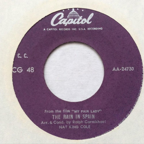 Nat King Cole The Rain In Spain 45 RPM vinyl record used