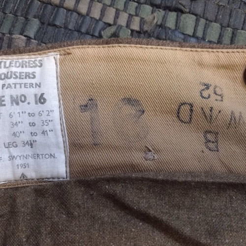 British Army wool military battle trousers like new 1951 size 34