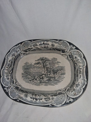 Bosphorus English ceramic platter J.T. Hudden circa 1875–1884, like new