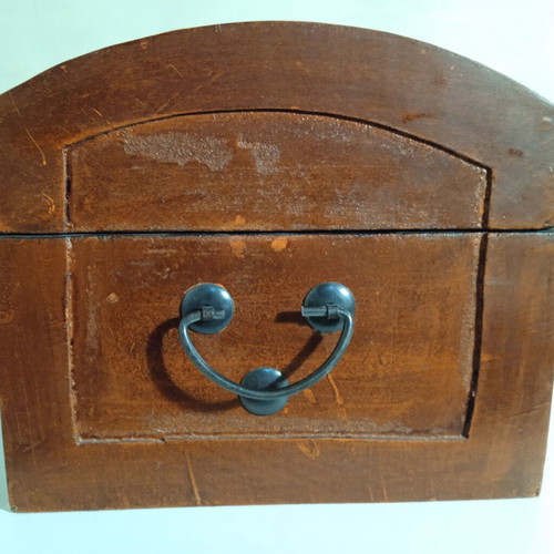 Wooden painted decorative box used, 32 x 22 x 16 cm