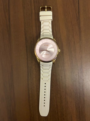 Loisir women's wristwatch like new, pink and gold with rubber strap 42mm