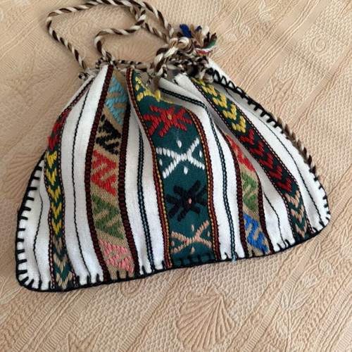 Traditional handmade woven backpack like new, multicolor