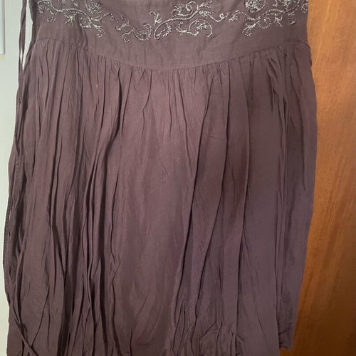 Zara skirt brown like new, cotton with embroidery size S
