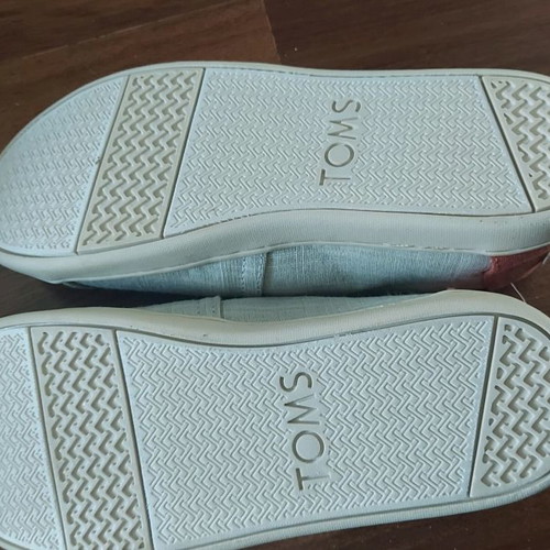 Toms kids shoes like new, fabric grey with brown, size 32.5