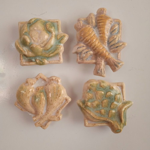 Ceramic 3D fridge magnets set of 4 new with vegetable designs