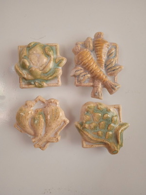 Ceramic 3D fridge magnets set of 4 new with vegetable designs