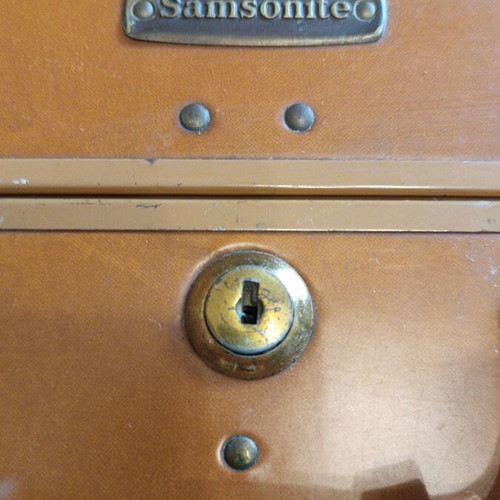 Samsonite suitcase used brown leather 1950s