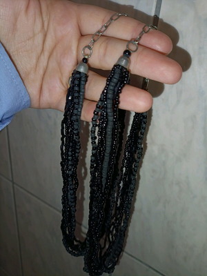 Set of 2 Boho multi-strand necklaces with black beads like new