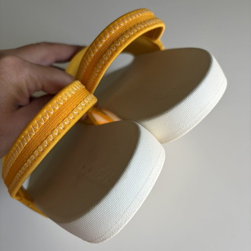 Adidas kids sandals, white and yellow, size 31